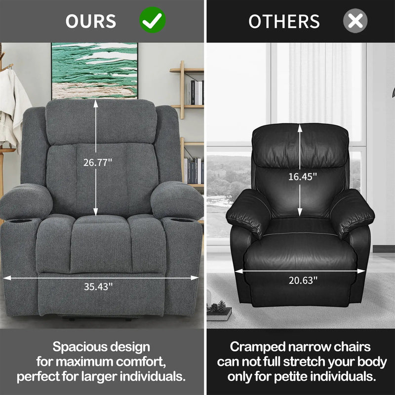 Power Lift Recliner Chair With Extended Footrest, Remote Control, Cup Holders, And Side Pockets by Unique Piece Furniture