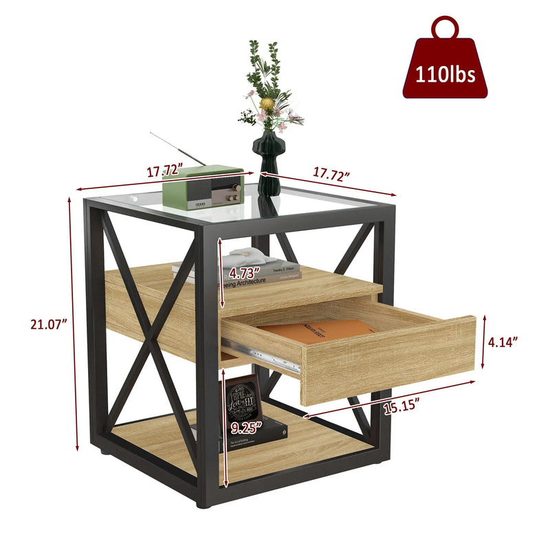 Set of 2 Modern End Tables with Drawer - Nightstands for Bedroom & Living Room by HouseOfZazla