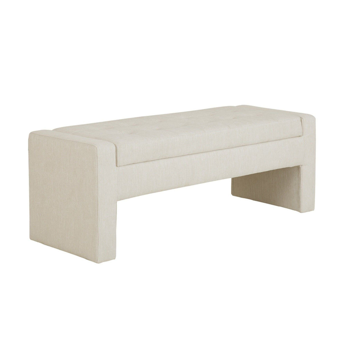 Cream Storage Bench with Soft Close Lid - Polyester Upholstery