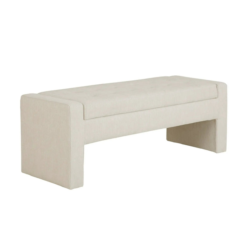 Elegant Soft Close Storage Bench Polyester Upholstery - Cream by HouseOfZazla