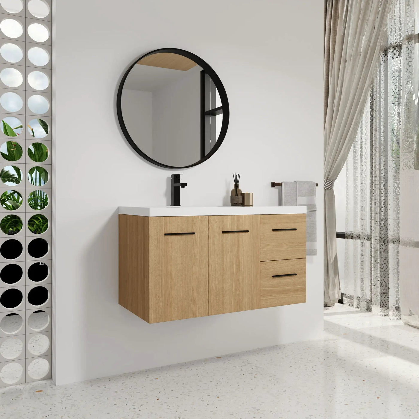 Wall Mounted Floating Bathroom Vanity With Sink, Door & Drawers Modular Cabinet by Unique Piece Furniture