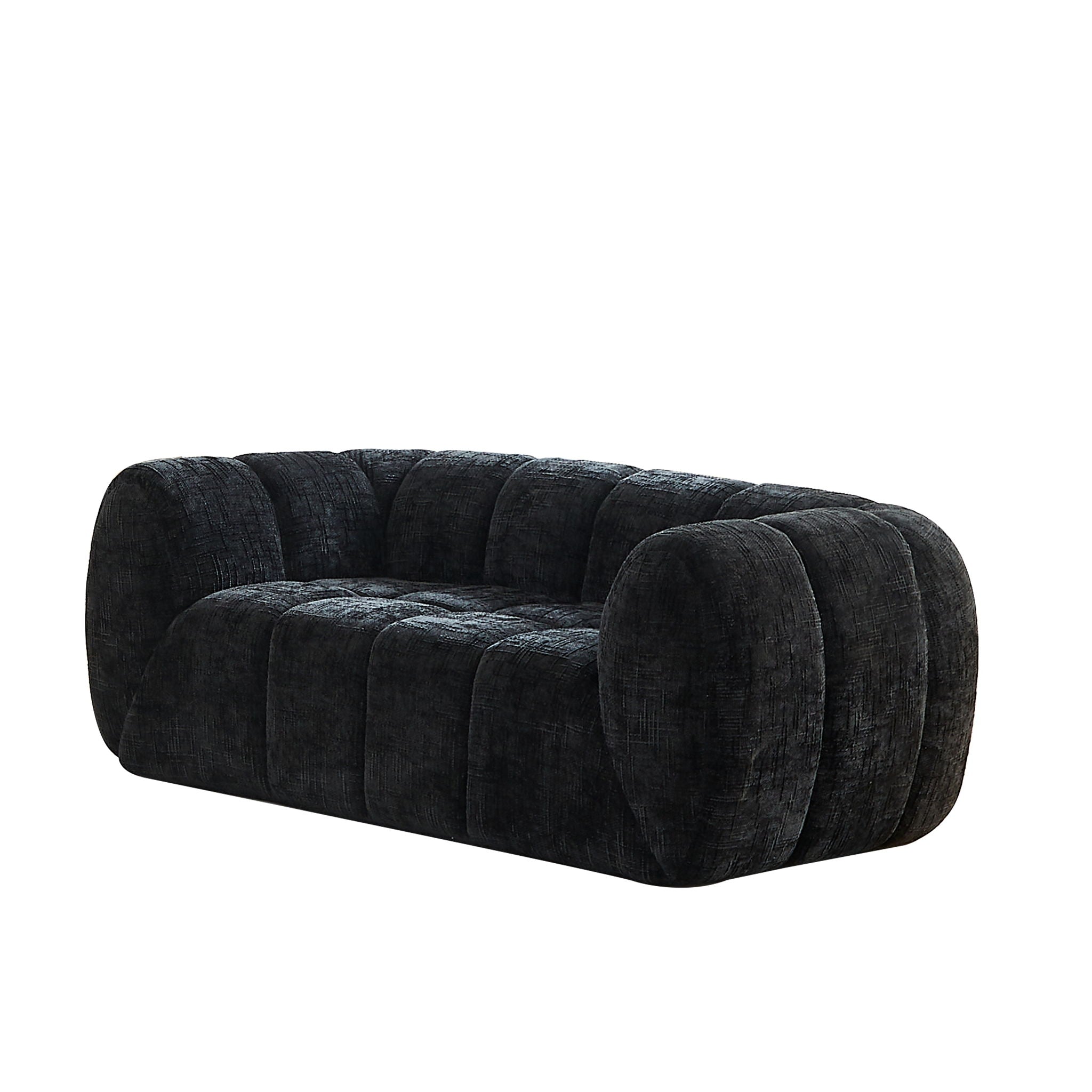 Quilted Cloud Sofa With Rounded Armrests And Piano Key Backrest Design by HouseOfZazla