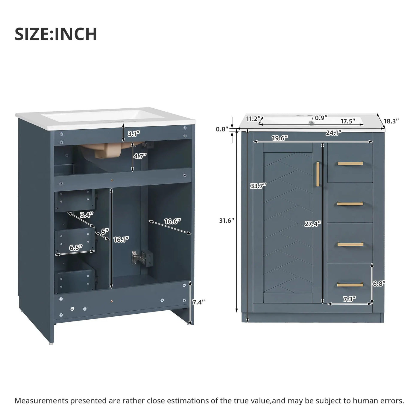 Modern Bathroom Vanity With 1 Door And 3 Drawers by Unique Piece Furniture
