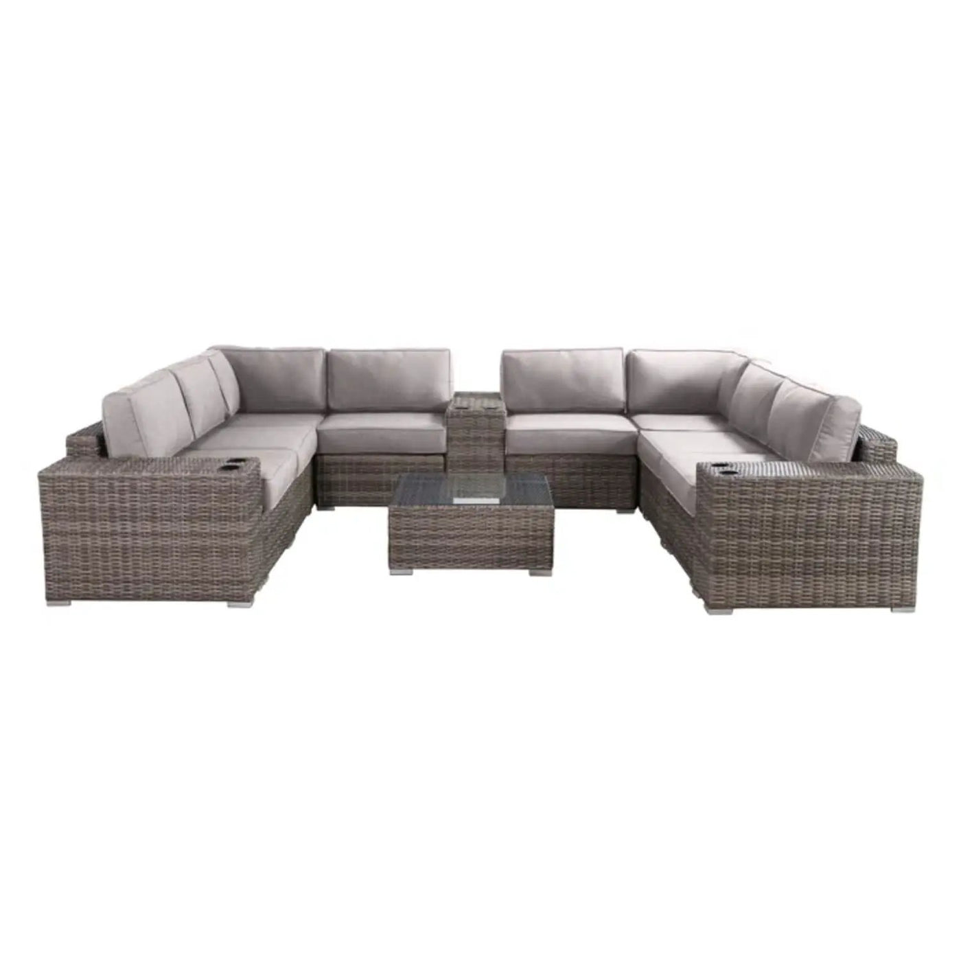 Modern Patio Rattan Sectional Set With Cushions by Unique Piece Furniture