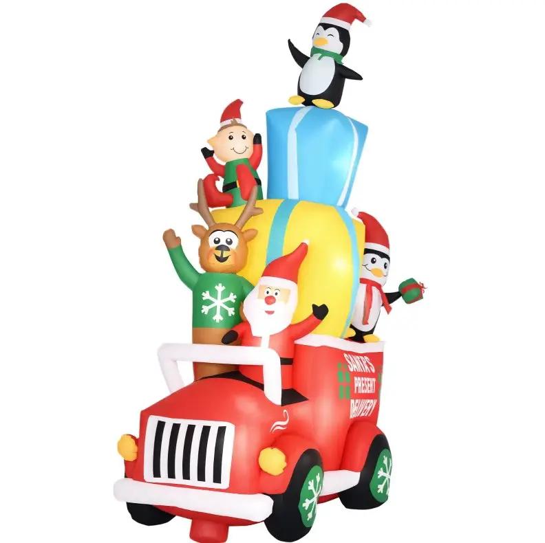 Inflatable Santa Gift Delivery Truck with Elf, Reindeer & Penguins by HouseOfZazla