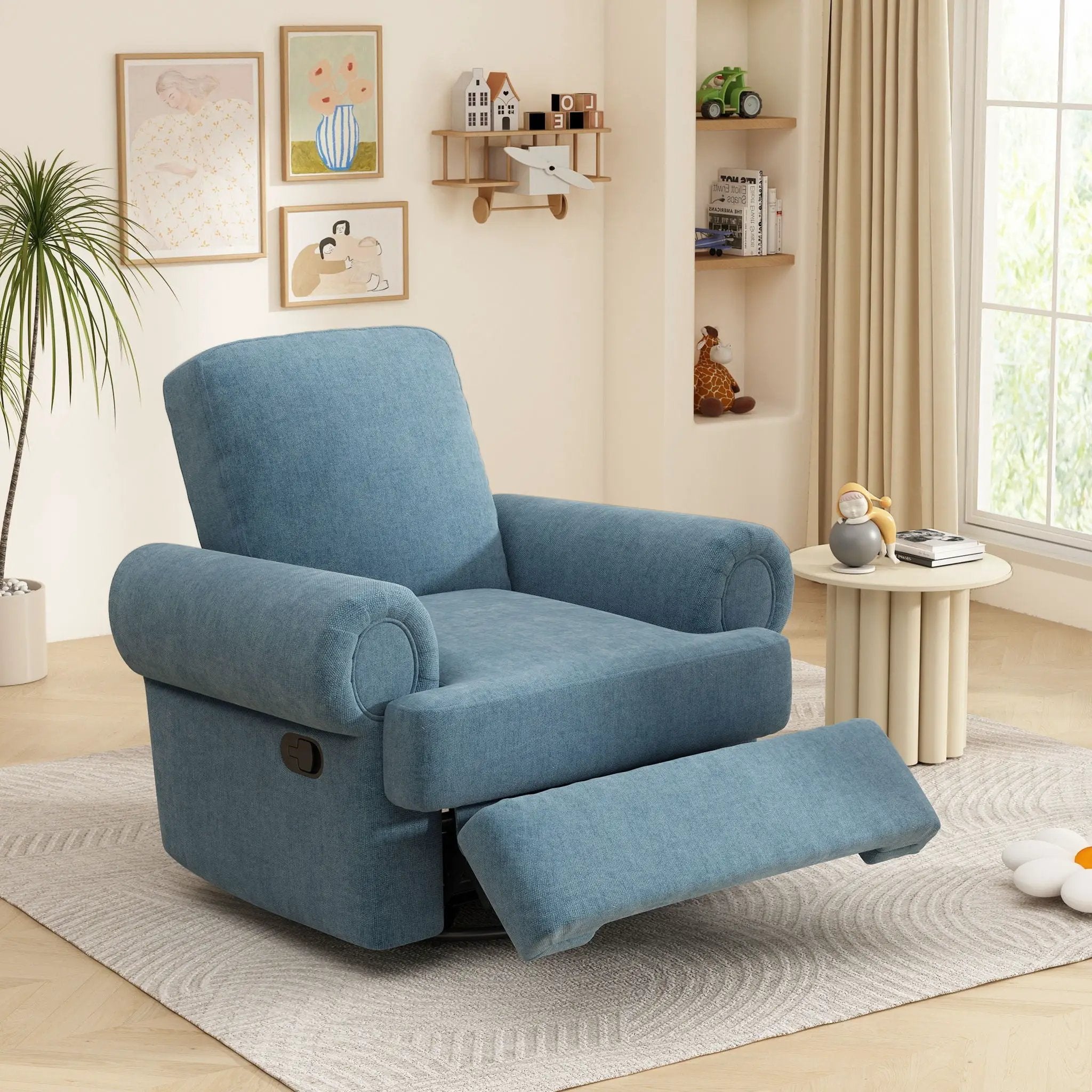 Manual Swivel Recliner Rocker Chair With Adjustable Backrest by Unique Piece Furniture