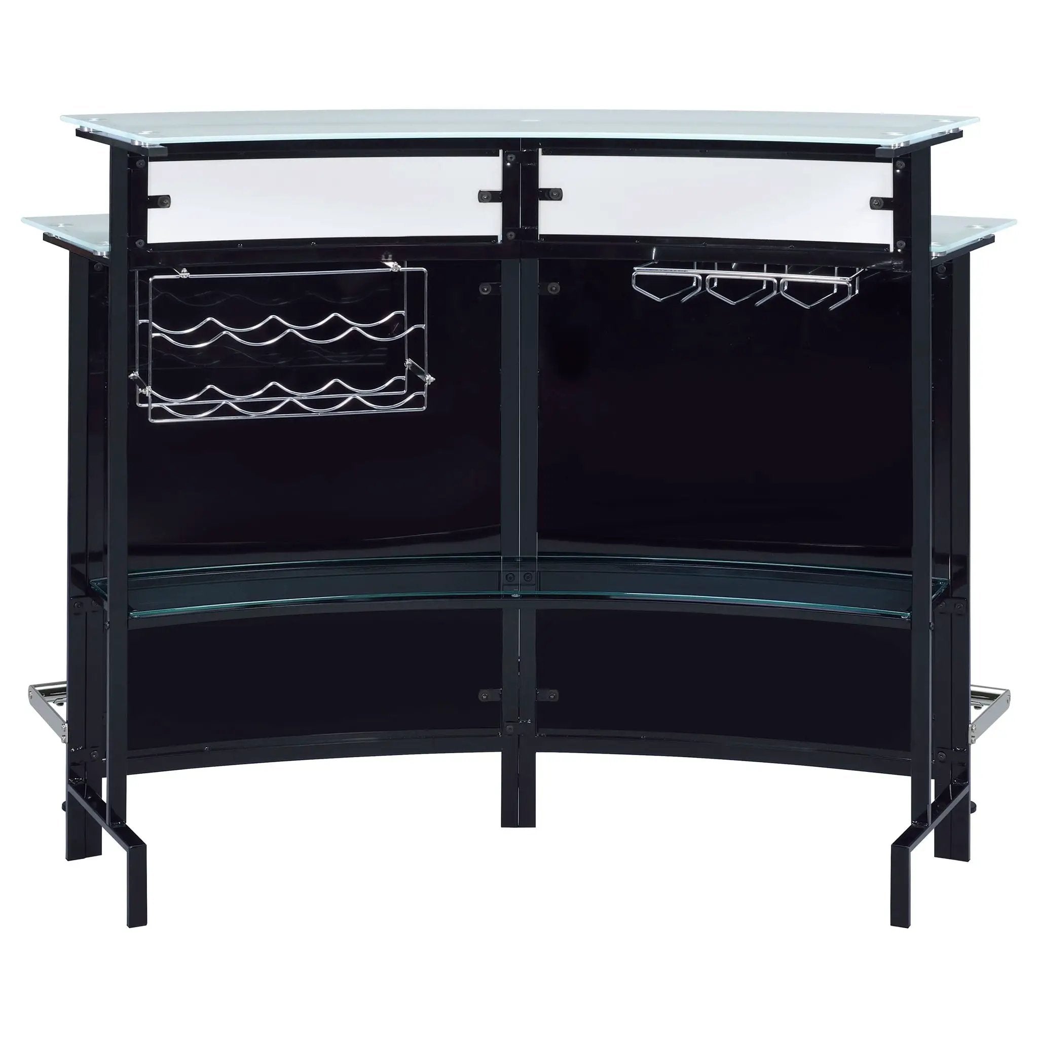 Keystone Curved Glass Top Home Bar Wine Cabinet Black by Unique Piece Furniture