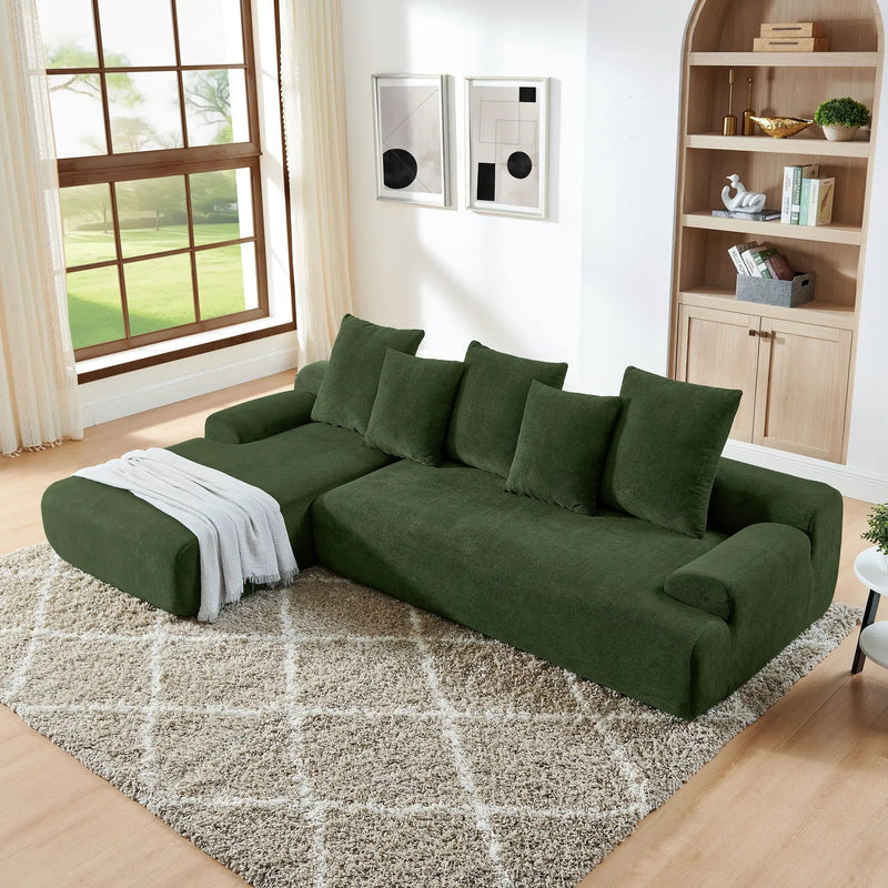 L-Shape Sectional Sofa, Modular Compressed Couch For Living Room Bedroom, 4 Seater - Green by HouseOfZazla