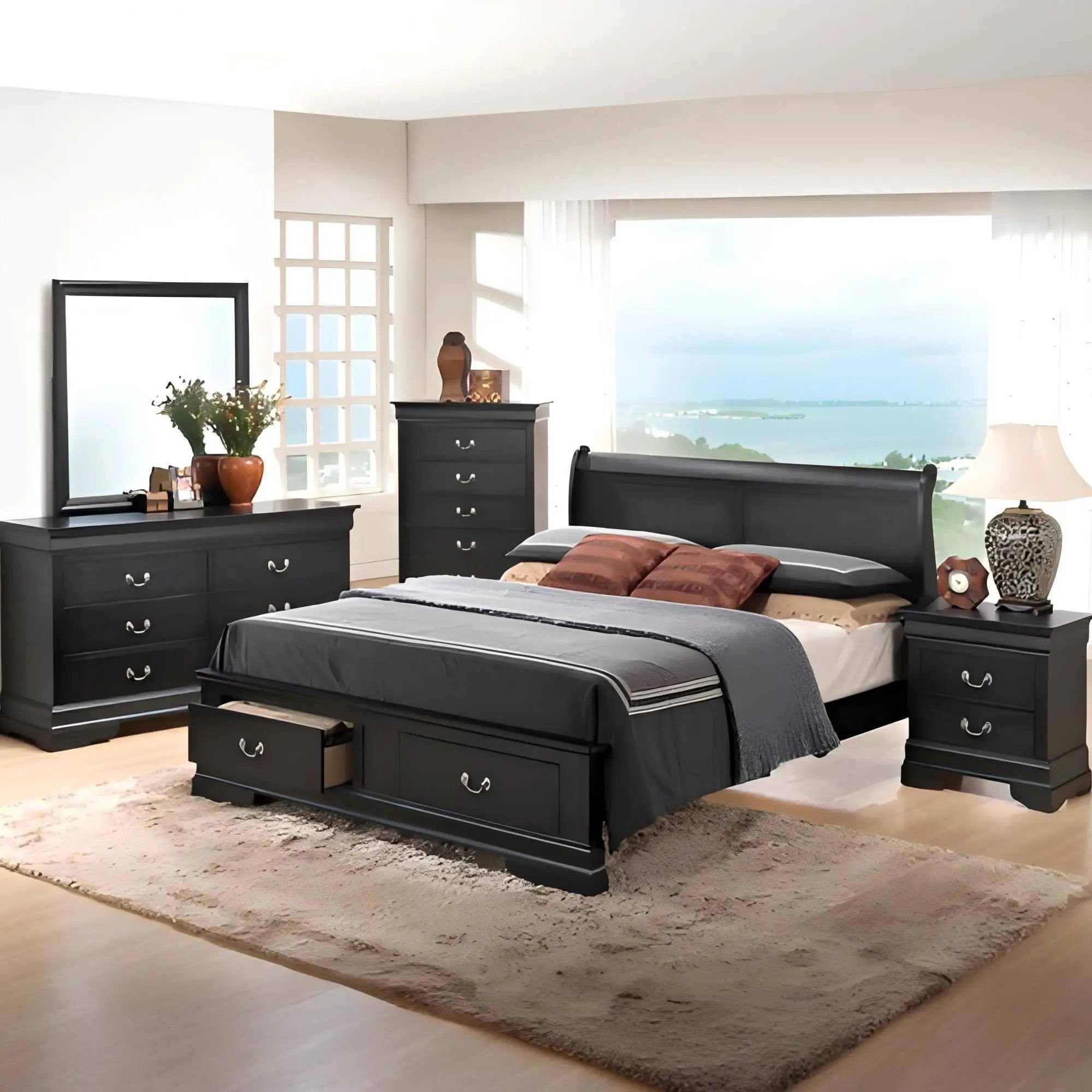 Upholstered Panel Sleigh Bed Design by Unique Piece Furniture