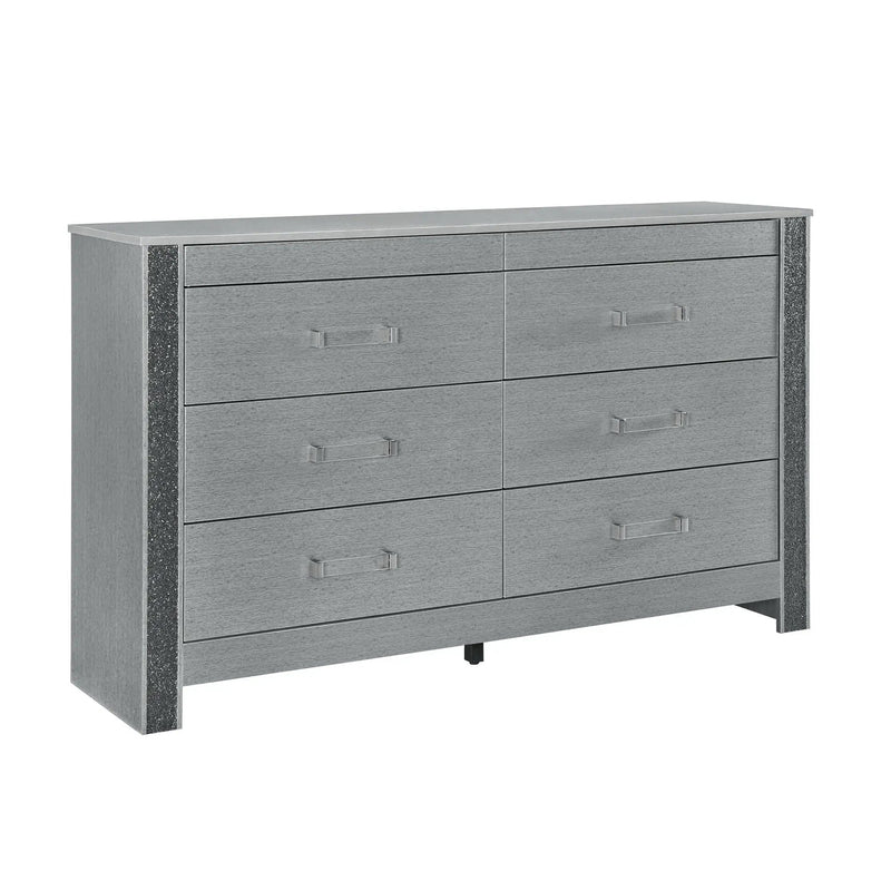 Lorenzo - Dresser With Hidden Jewelry Compartment And Bar Handles In - Silver by Unique Piece Furniture