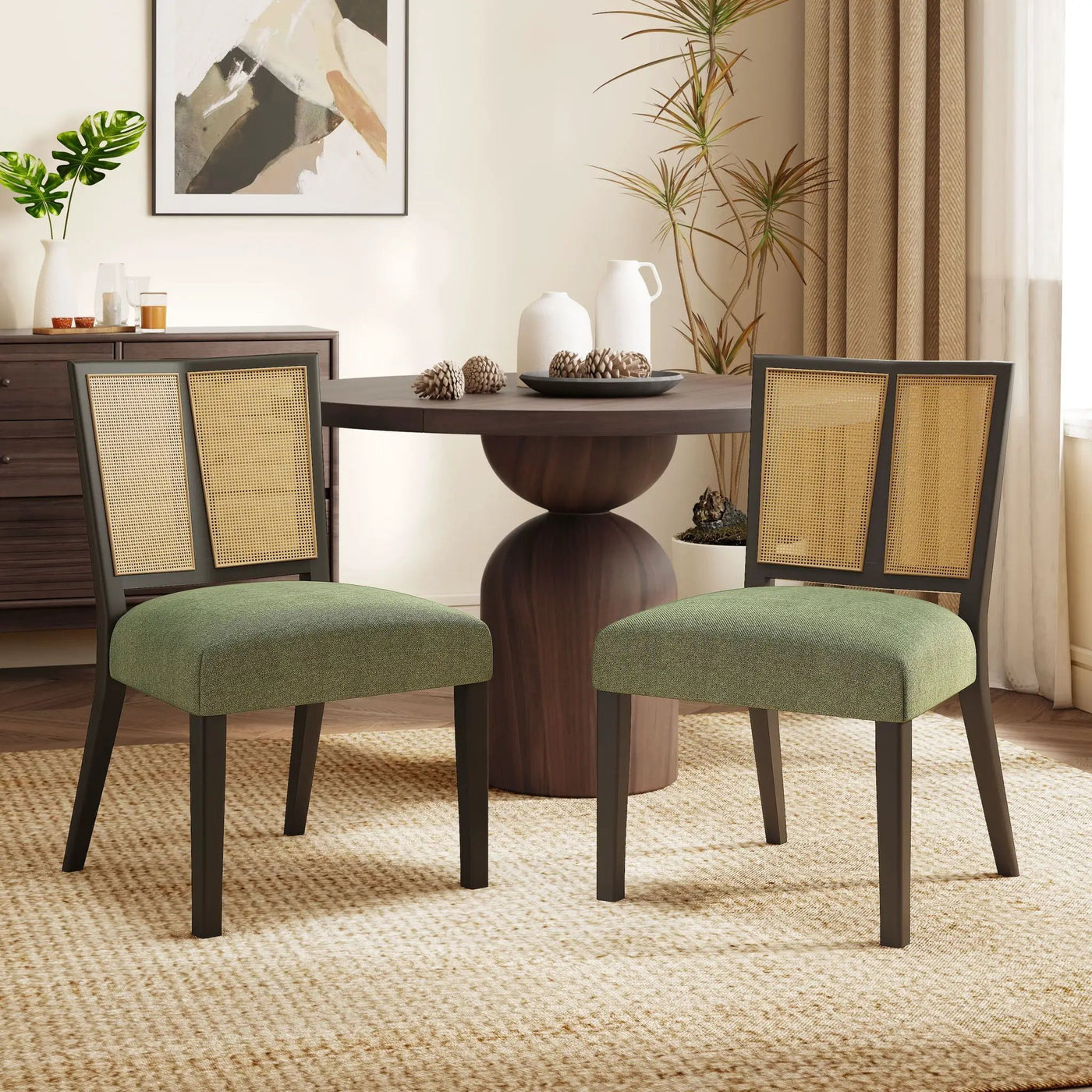 Mid Century Rattan Dining Chair Without Arms Set by HouseOfZazla