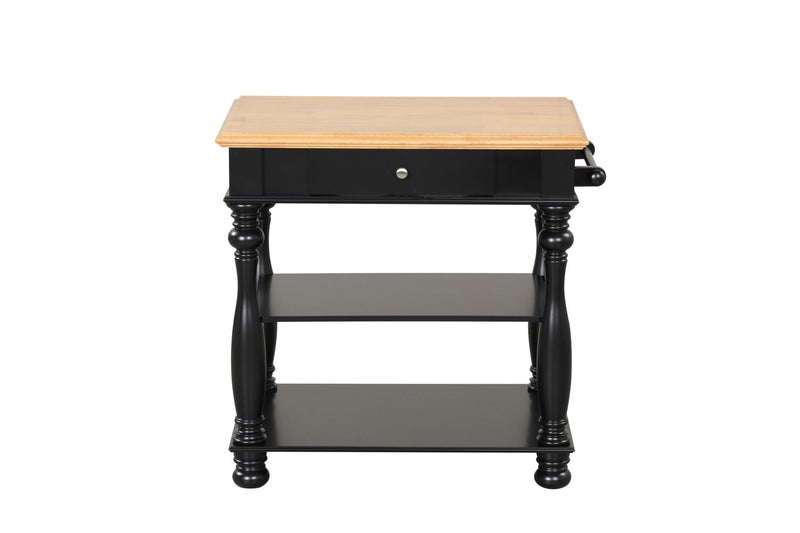 Black Kitchen Island with Cutting Board and Storage Shelves, photo 4 of 5