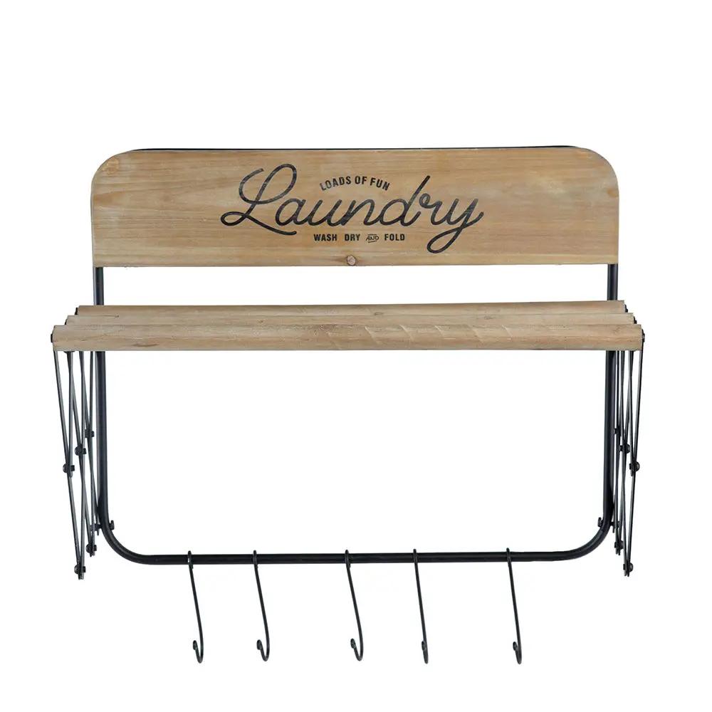 Laundry Rack With Accordion Design - Brown / Black - Black Brown by HouseOfZazla
