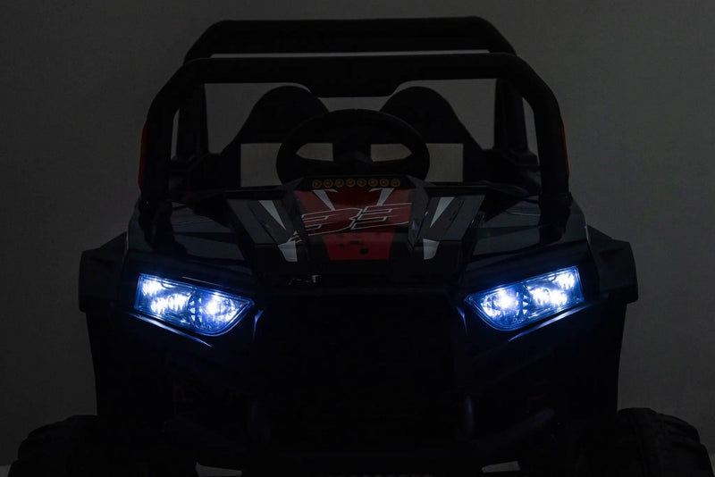 12V7A*1 30W*4 Four-Wheel Drive Seat One Button Start, Forward And Backward, High And Low Speed, Music, Front Light, Power Display, Two Doors Can Open, 2.4G R / C, Seat Belt Four Wheel Absorber by HouseOfZazla