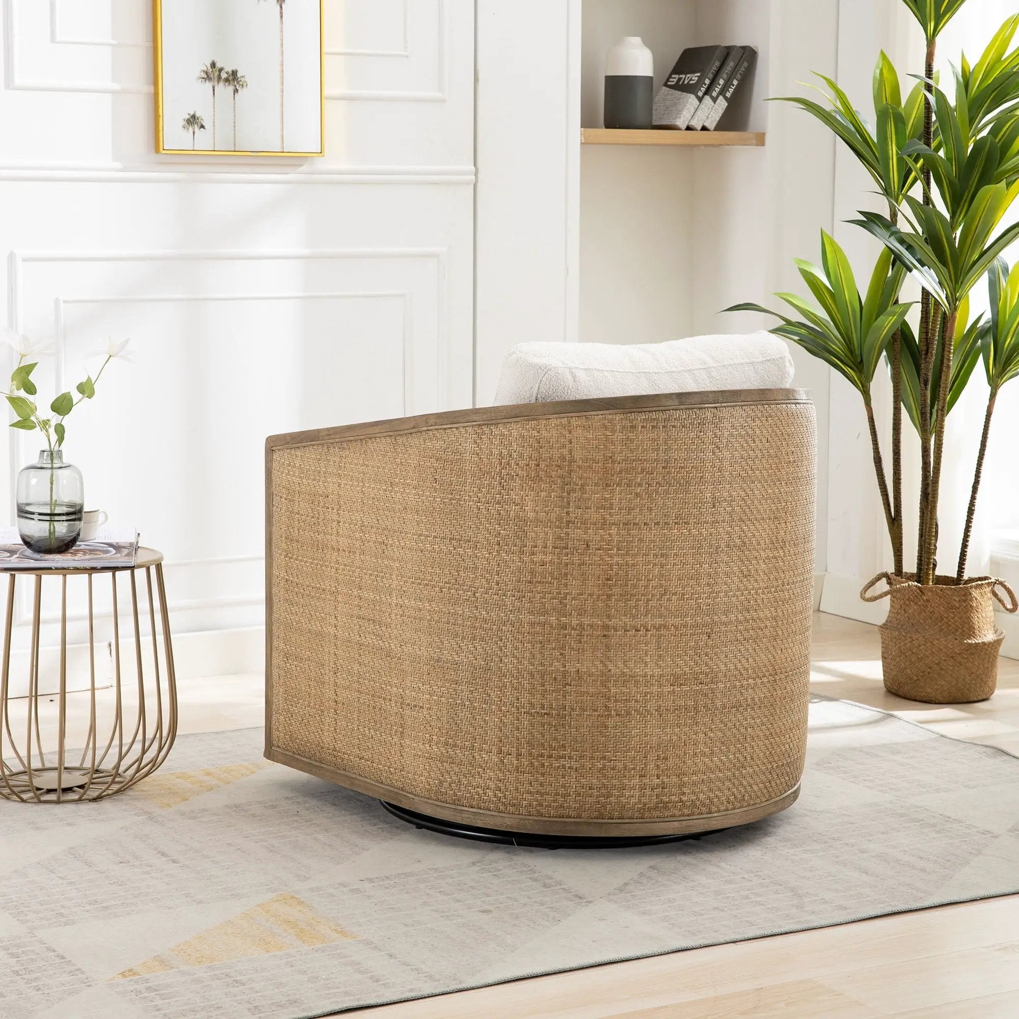 Barrel, Comfy Round Accent Sofa Chair With 360 Degree Swivel, Leisure Arm by HouseOfZazla