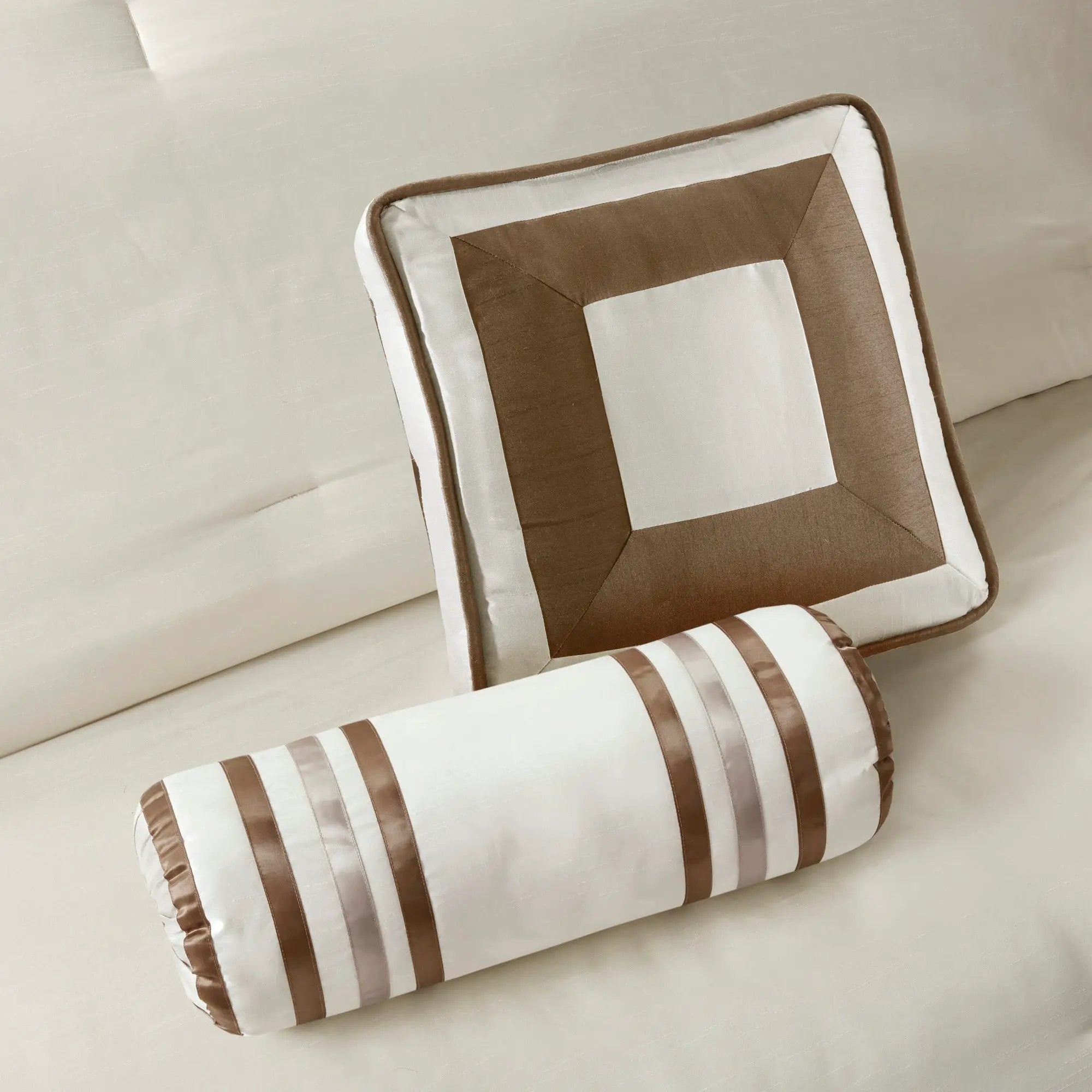 7 Piece Comforter Set Taupe/Brown King by HouseOfZazla