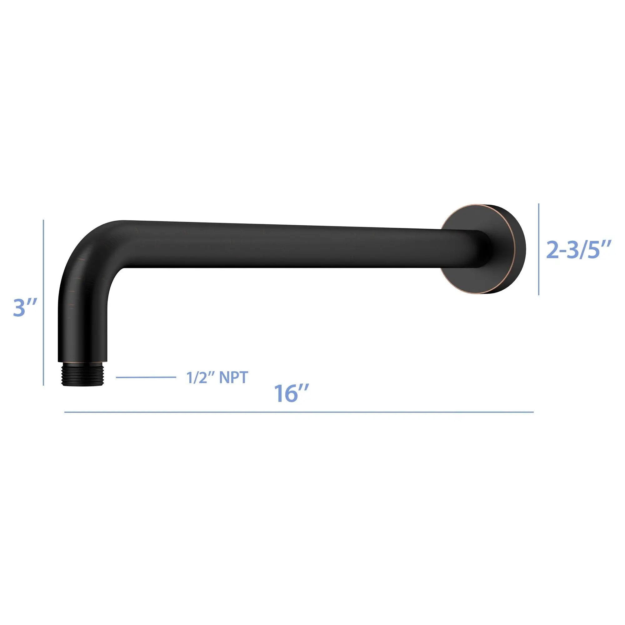 Oil Rubbed Bronze 16" Shower Arm With Flange, Stainless Steel, For Rain Shower Heads - Oil-Rubbed Bronze by HouseOfZazla