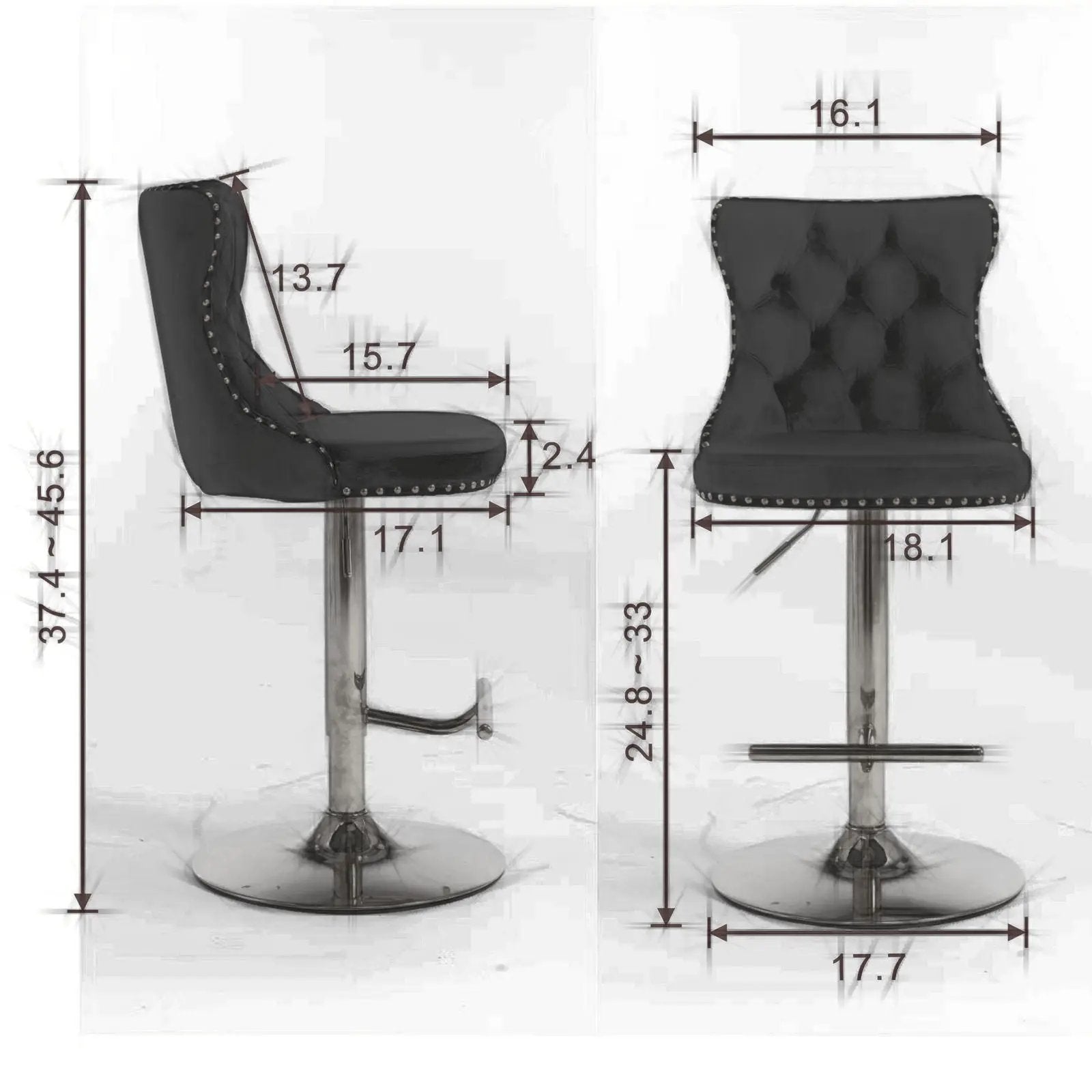Swivel Barstools Adjusatble Seat Height From 25-33", Modern Upholstered Base Bar Stools With Backs Comfortable Tufted For Home Pub And Kitchen Island (Set of 2) by Unique Piece Furniture