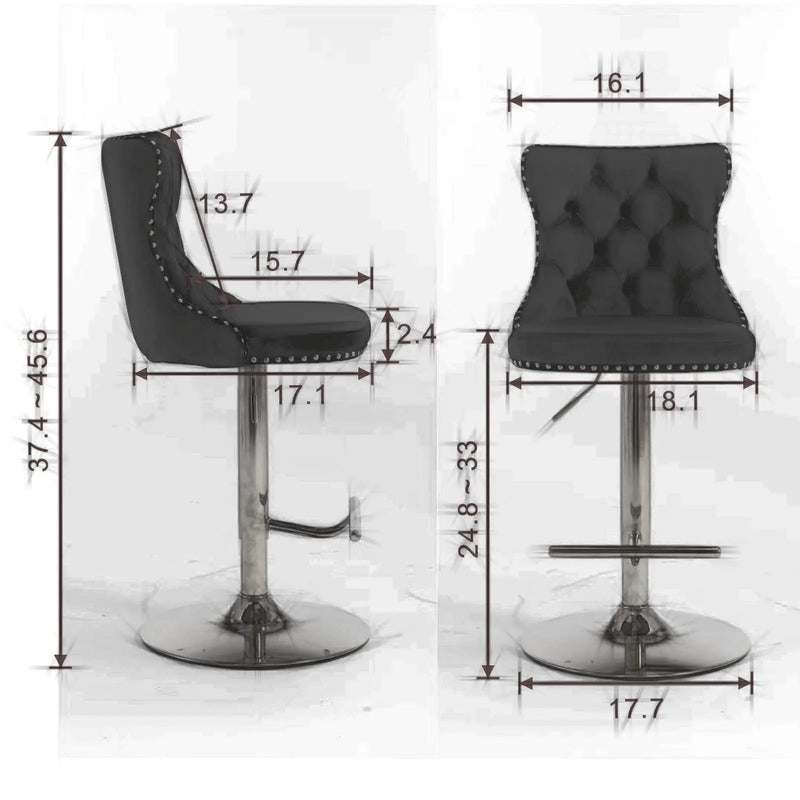 Swivel Barstools Adjusatble Seat Height From 25-33", Modern Upholstered Base Bar Stools With Backs Comfortable Tufted For Home Pub And Kitchen Island (Set of 2) by Unique Piece Furniture