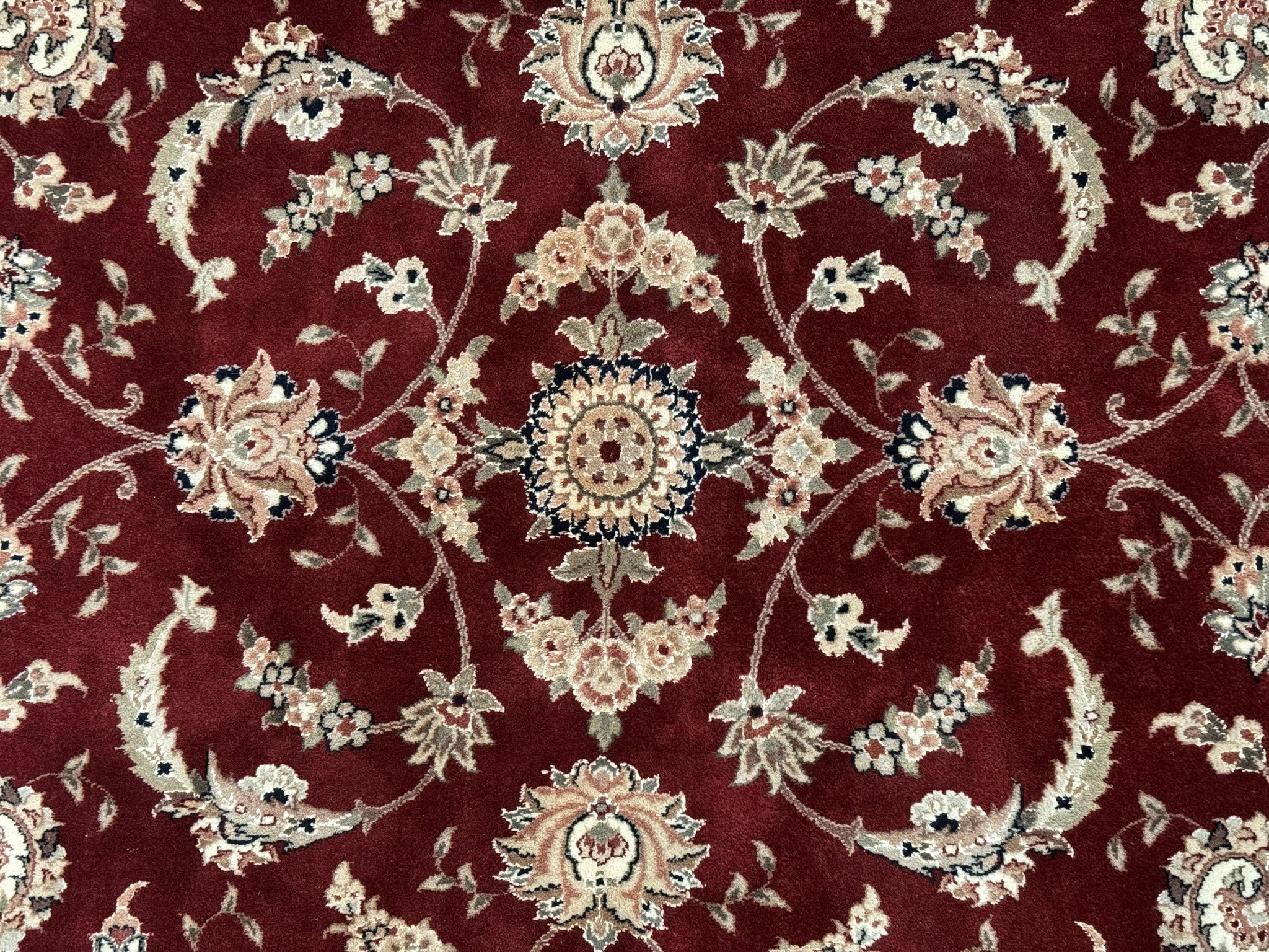 Maroon Persian Area Rug 8x10, Floral Allover, Pak Persian, Wool and Silk Highlights, Traditional Oriental Carpet by Jewel Rugs