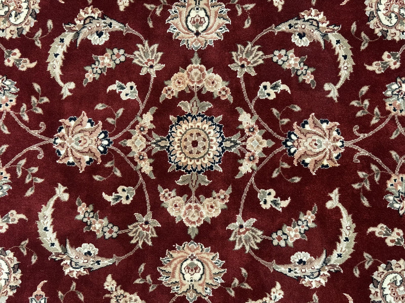 Maroon Persian Area Rug 8x10, Floral Allover, Pak Persian, Wool and Silk Highlights, Traditional Oriental Carpet by Jewel Rugs