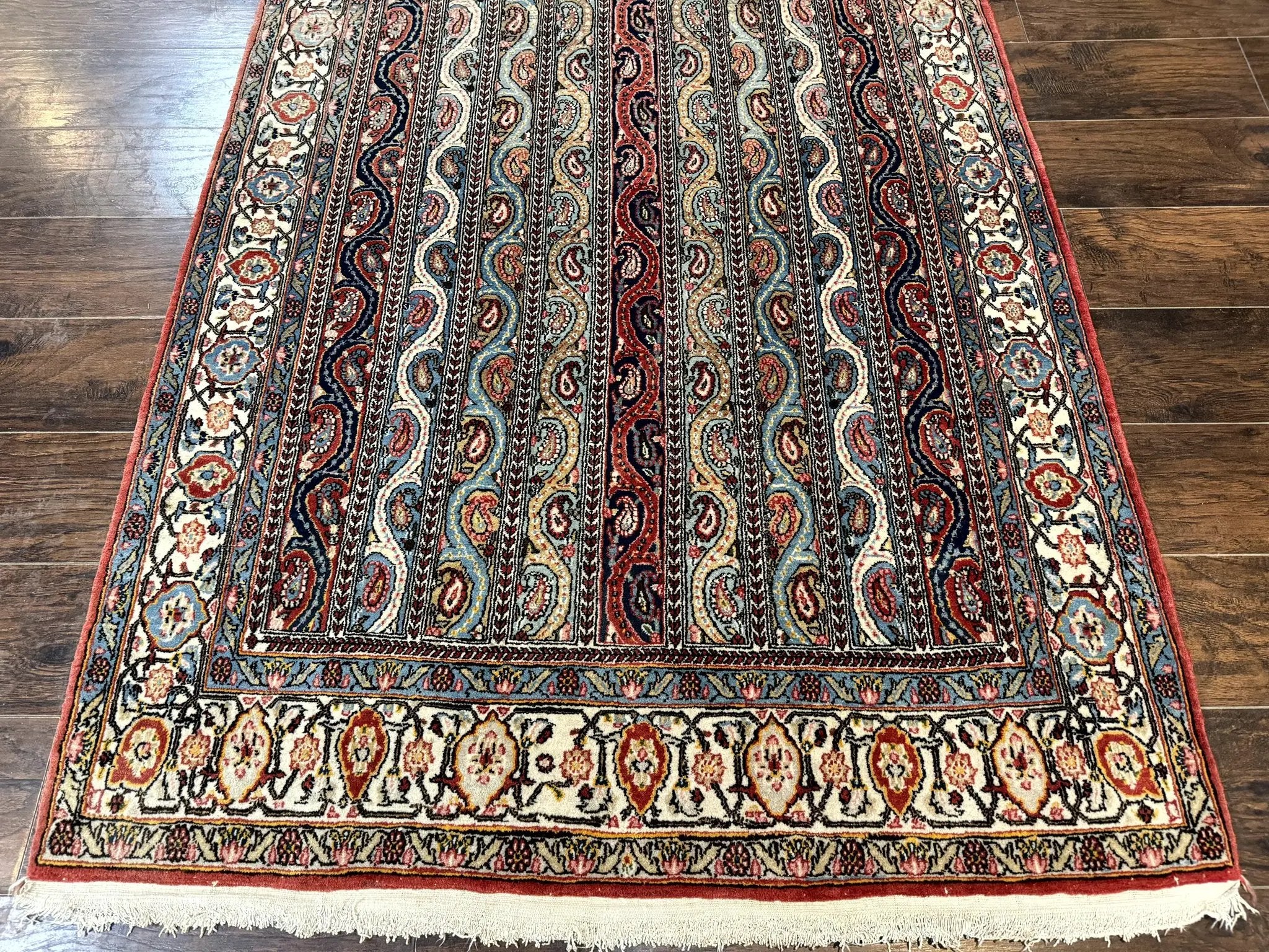 Persian Qum Rug 4x7, Striped Paisley Boteh Design by Jewel Rugs