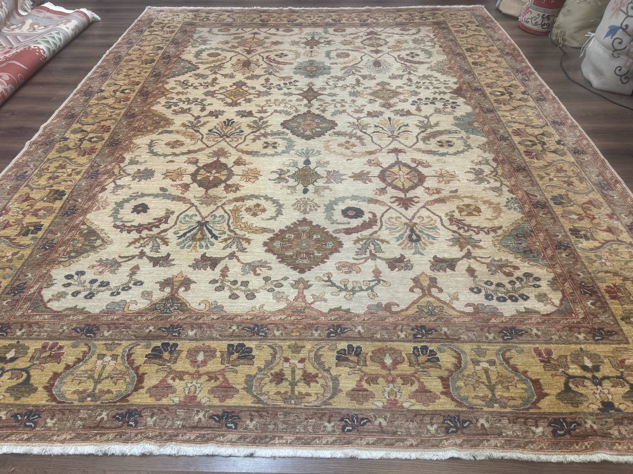 Egyptian Rug 9x12, Mahal Sultanabad Carpet, Handmade Wool Rug, Oatmeal Color by Jewel Rugs