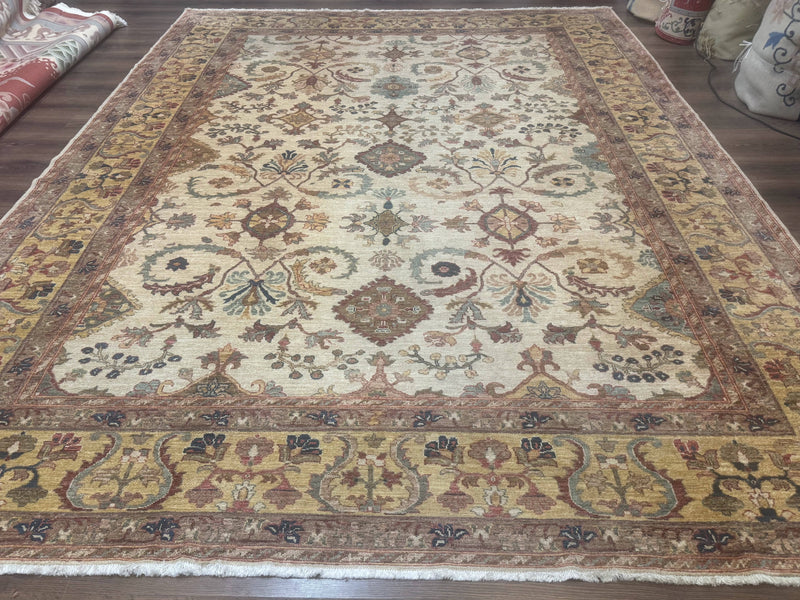 Egyptian Rug 9x12, Mahal Sultanabad Carpet, Handmade Wool Rug, Oatmeal Color by Jewel Rugs