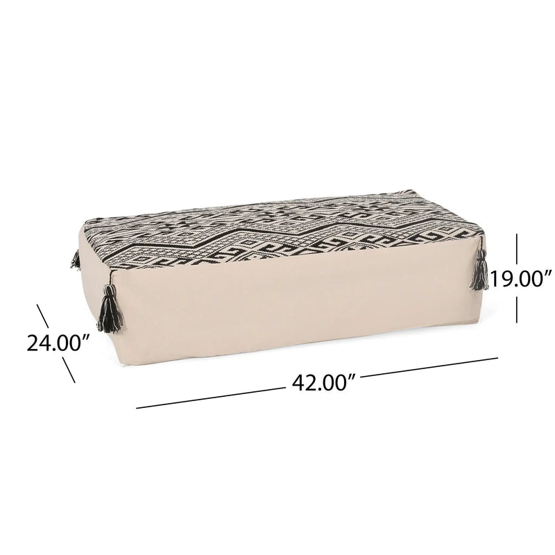 Kiki - Rectangular Pouf Ottoman Floor Cushion Natural - Black by Unique Piece Furniture