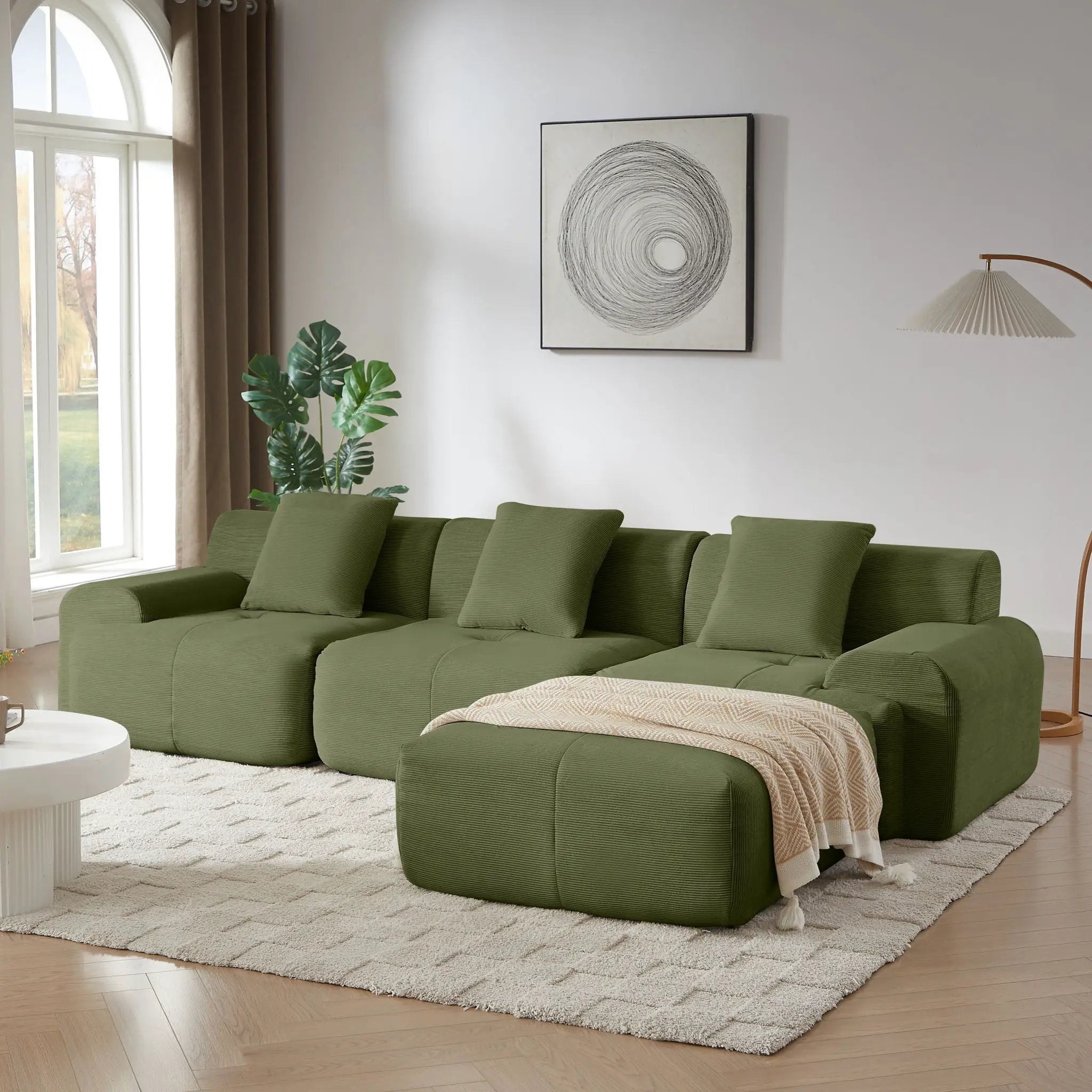 L Shaped Modular Sectional Sofa And Movable Ottoman by Unique Piece Furniture