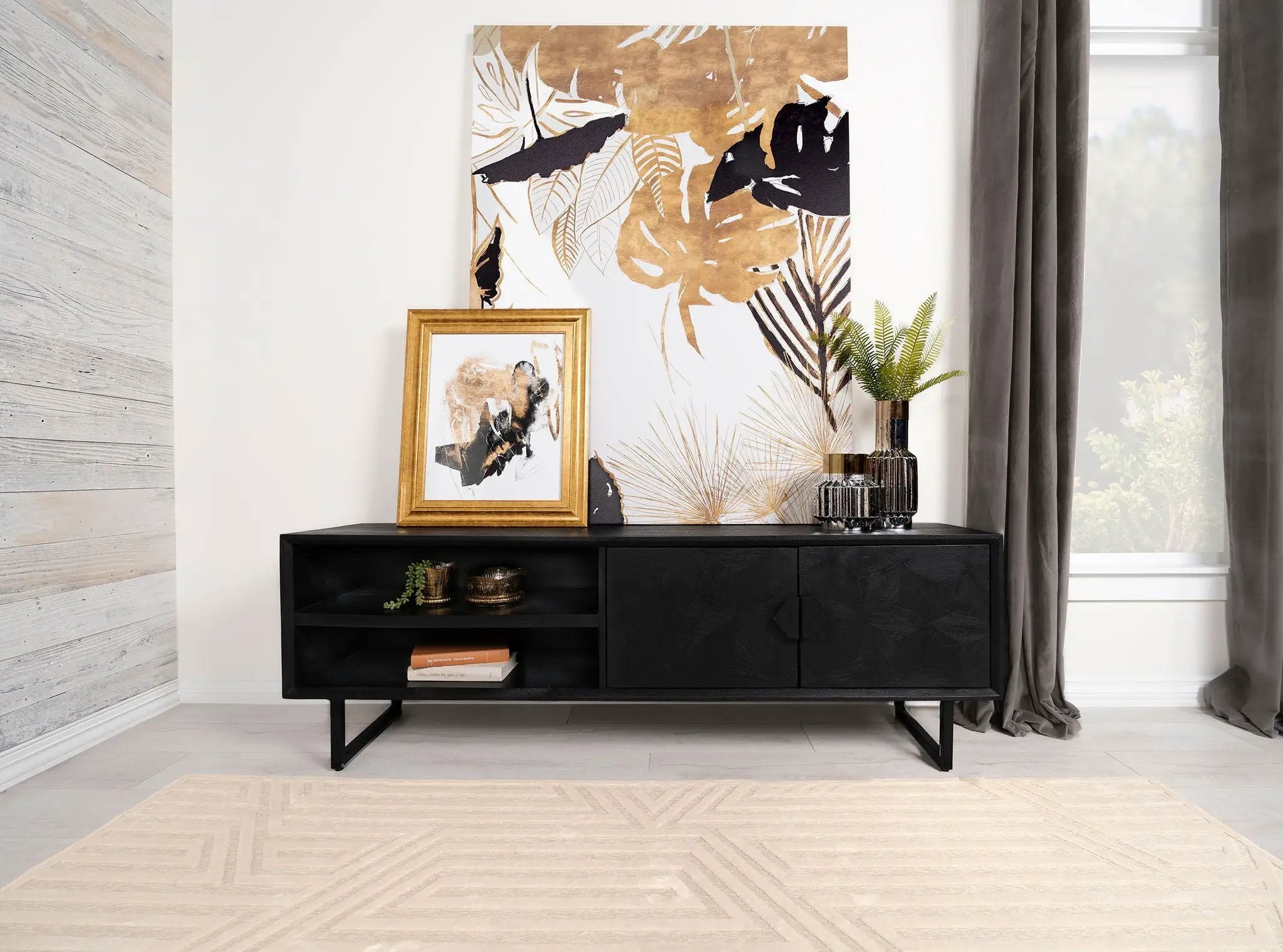 Marsden 2-door Mango Wood 70-inch TV Stand Charcoal Black by Unique Piece Furniture