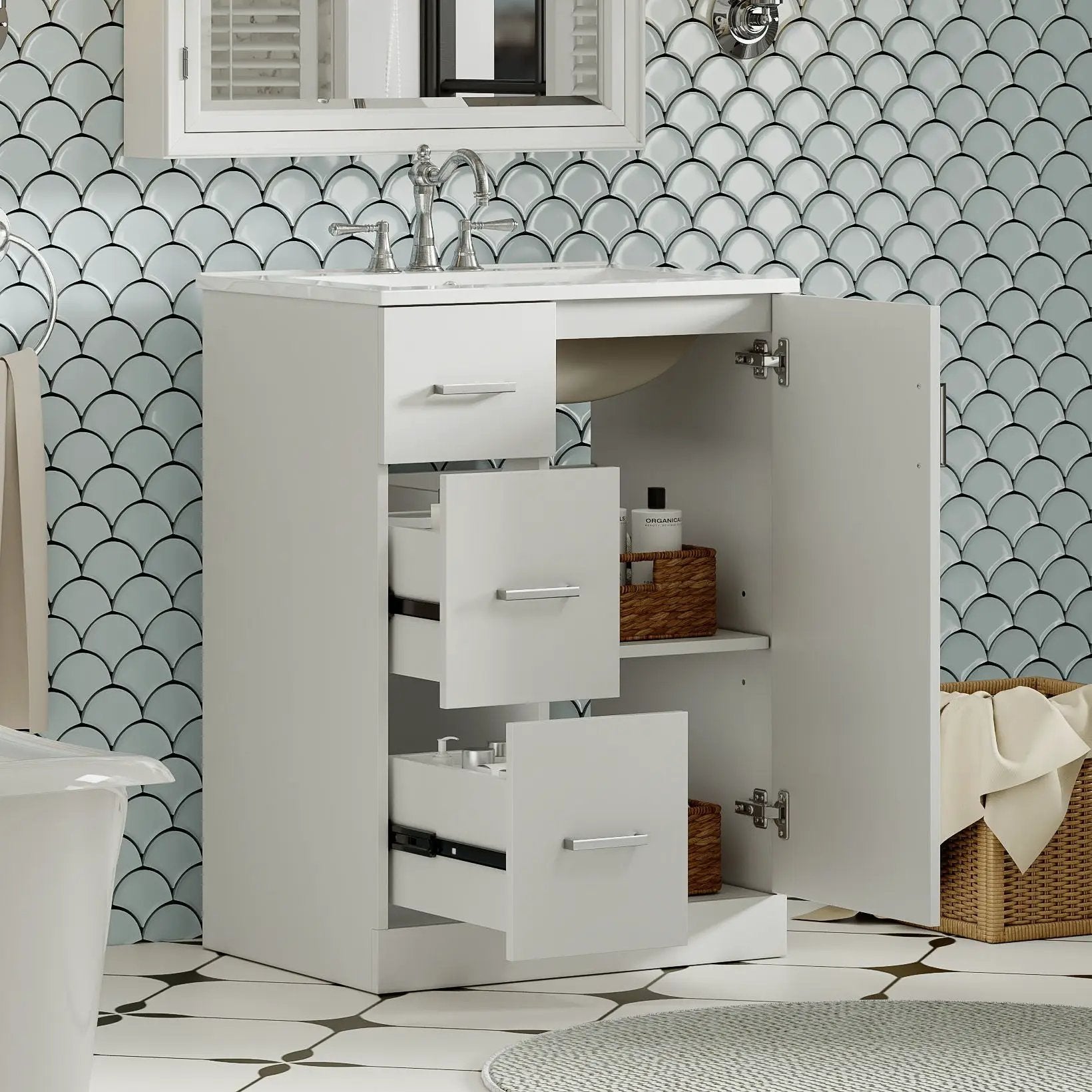 Bathroom Vanity With Under Mount Sink, 2 Drawers And Soft Closing Door