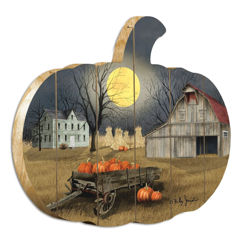 Harvest Moon Wooden Pumpkin Wall Art by Artisan Billy Jacobs by HouseOfZazla
