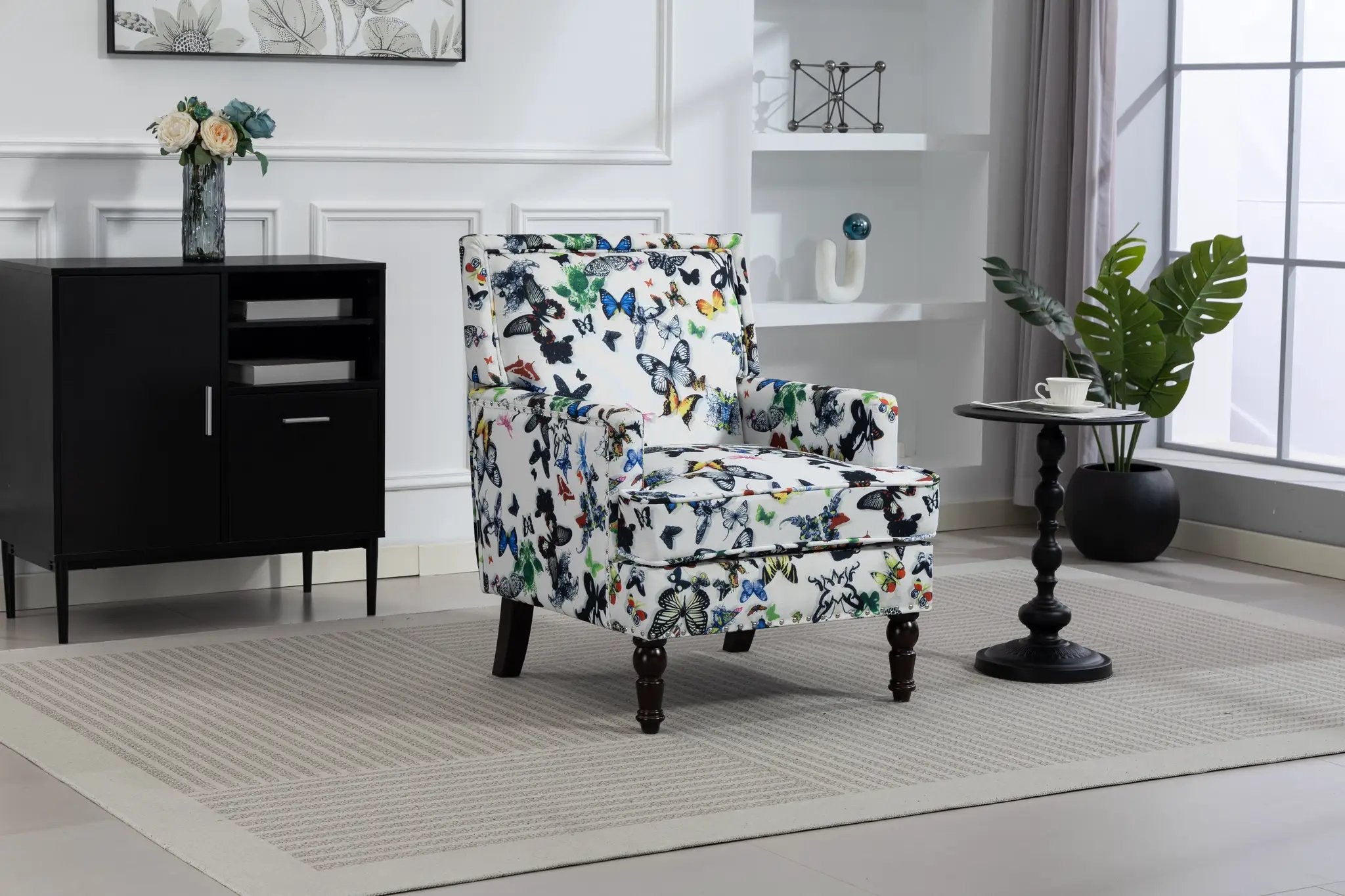 Upholstered Accent Chair - Vintage Armchair with Solid Wood Legs by HouseOfZazla