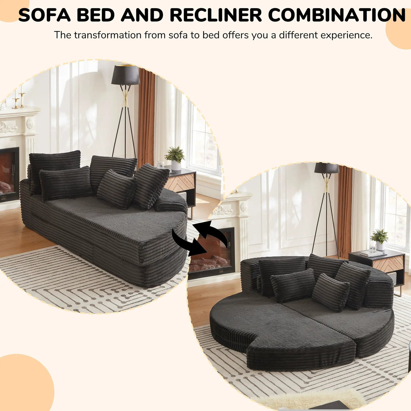 Semi Circular 2 In 1 Sofa Bed With Neck Pillow by HouseOfZazla