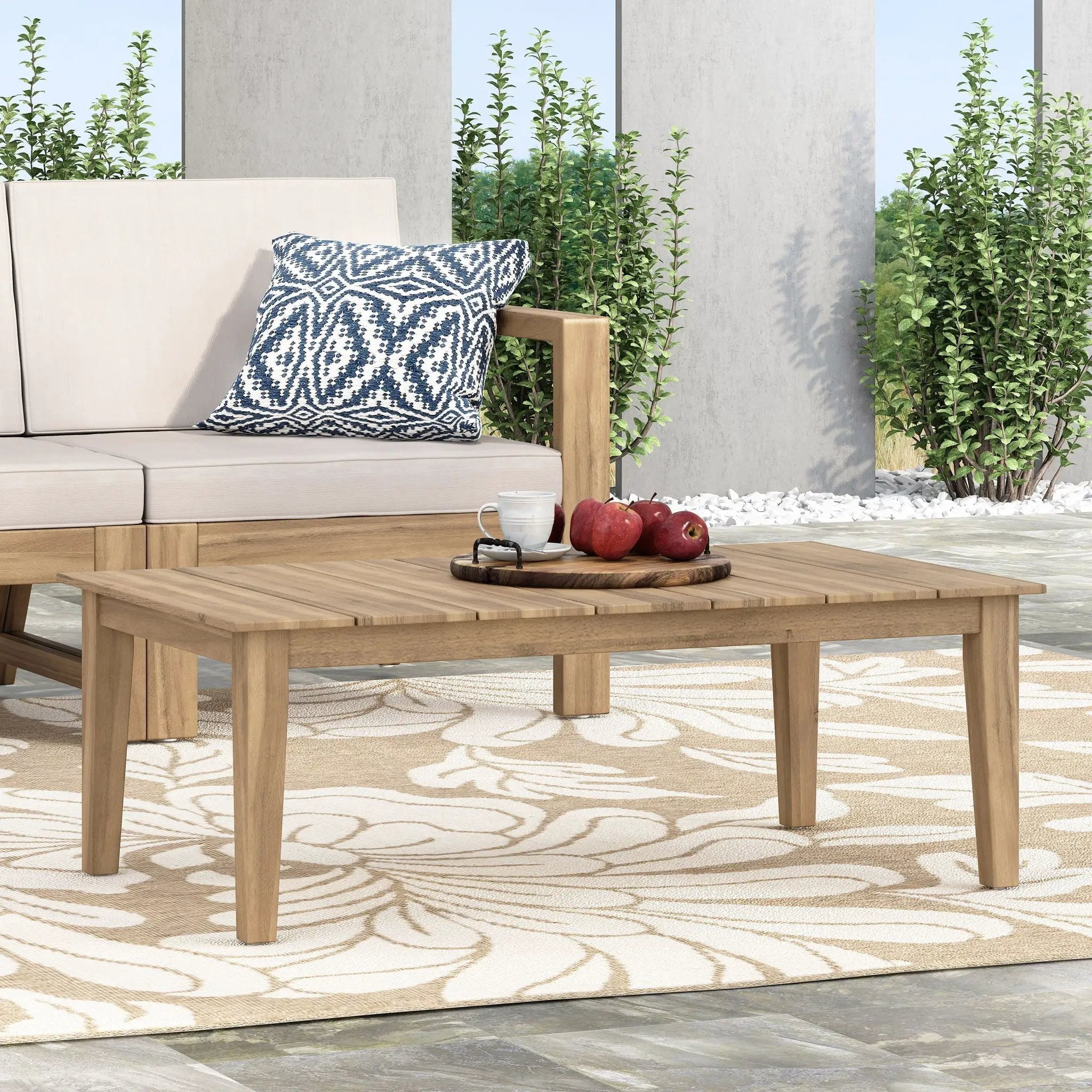 Outdoor Coffee Table With Slat Panel Top - Light Brown by HouseOfZazla