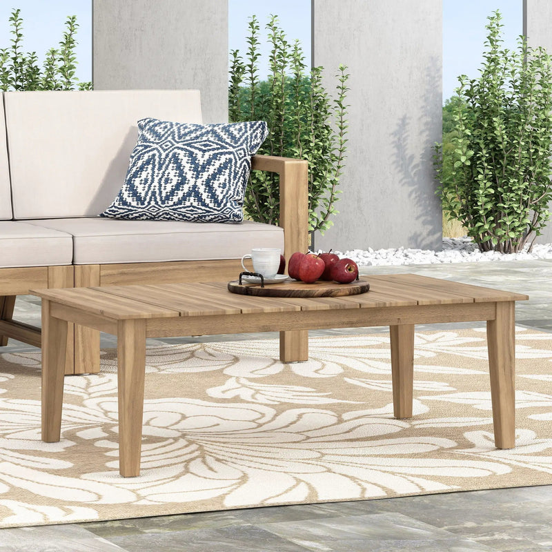 Outdoor Coffee Table With Slat Panel Top - Light Brown by HouseOfZazla