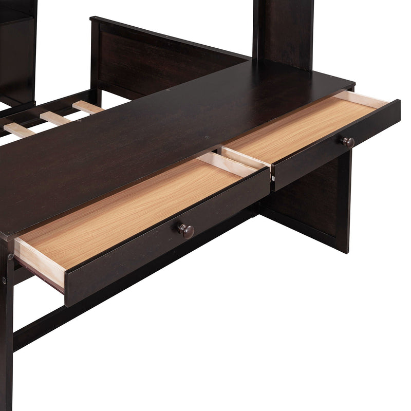 Loft Bed With A Twin Size Standalone Bed, Shelves, Desk, And Wardrobe by HouseOfZazla