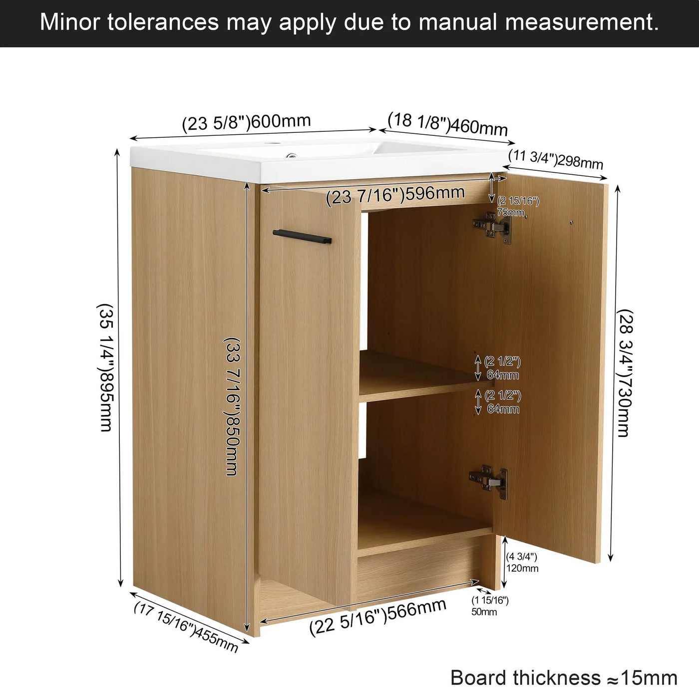 Floating Bathroom Vanity With Sink, Wall Mounted Double Door Storage by HouseOfZazla