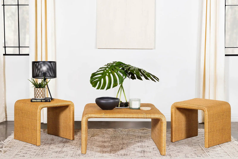 Cahya 3-piece Rattan Coffee and End Table Set Natural by Unique Piece Furniture