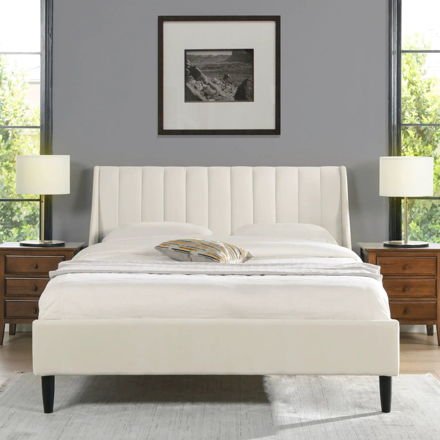 Aspen - Vertical Tufted Modern Headboard Platform Bed Set by HouseOfZazla