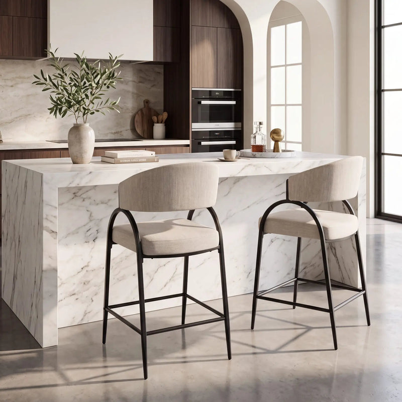 25'' Seat Height Modern Fabric Bar Stools with Back by HouseOfZazla