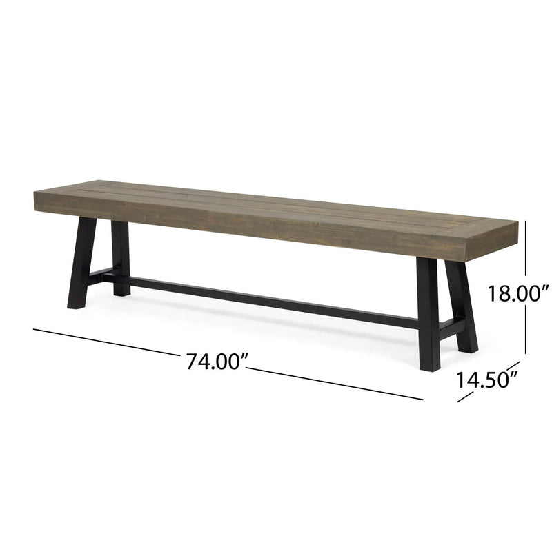 Outdoor Patio Bench - Gray / Rustic Metal by HouseOfZazla