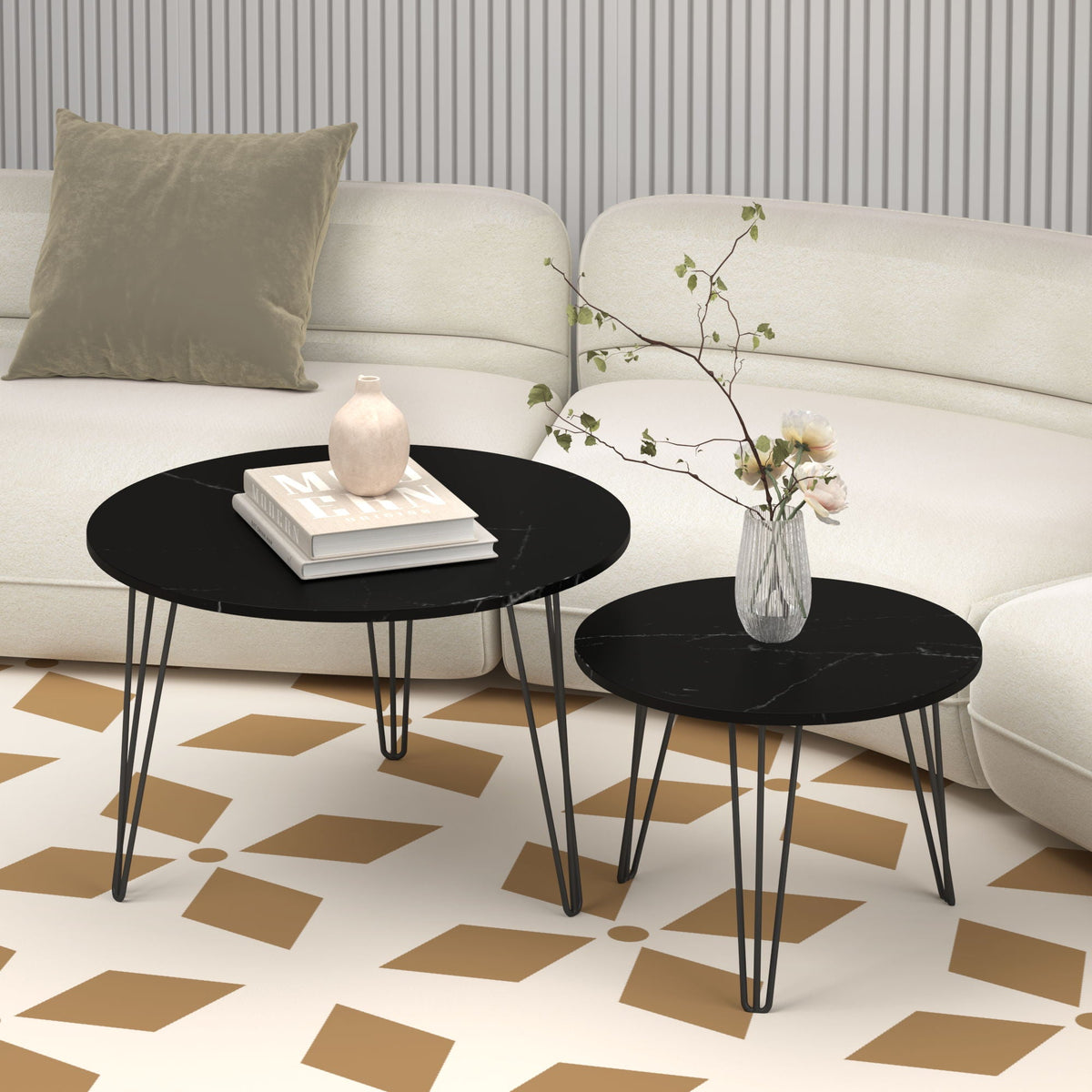 Round Nesting Coffee Table For Living Room (Set of 2), photo 13 of 14