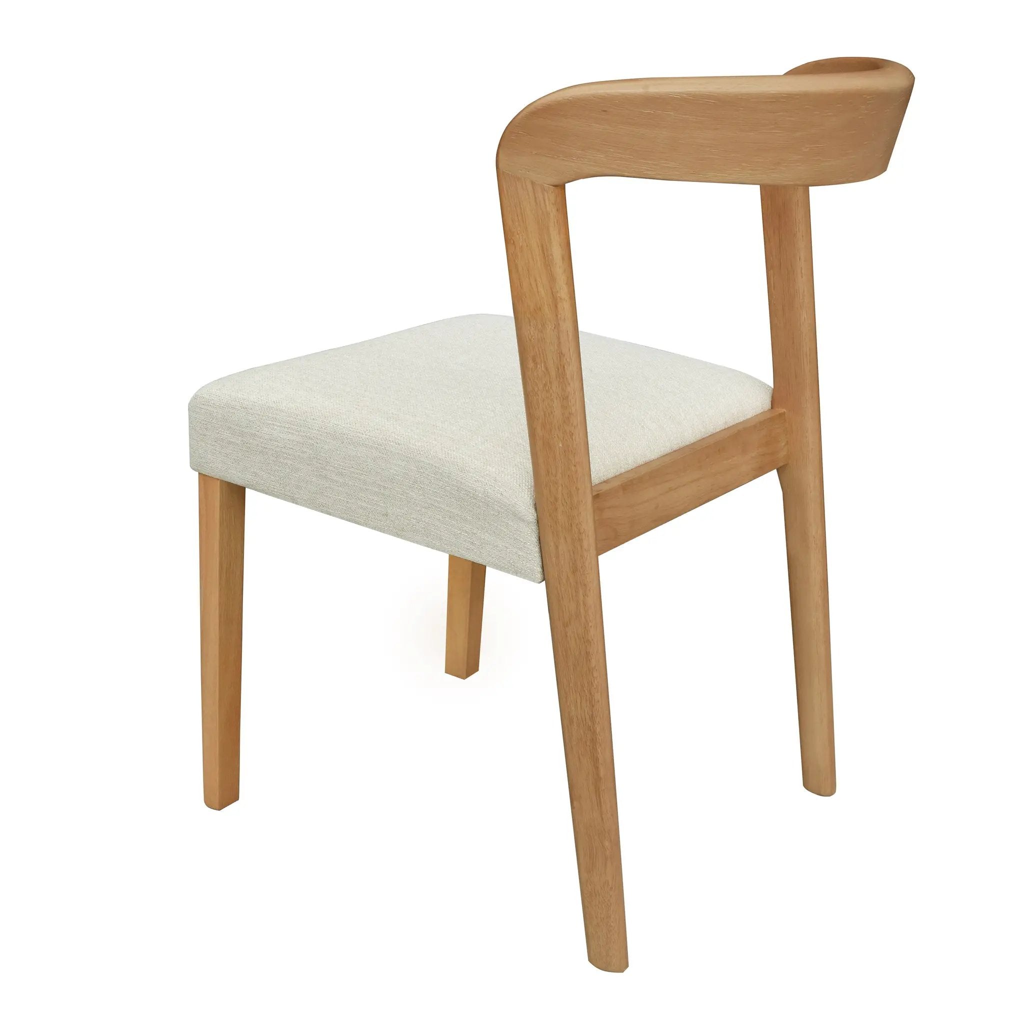 Solid Rubber Wood Dining Chairs (Natural Oak + Beige) Set of 2 by HouseOfZazla