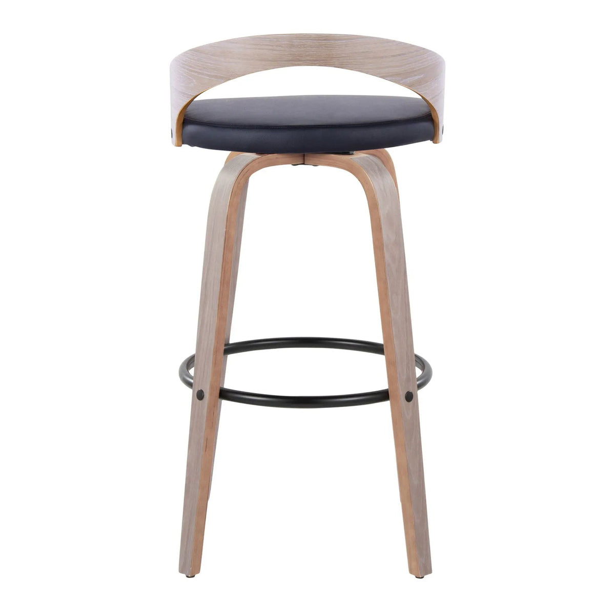 Grotto - Contemporary Fixed Height Barstool With Swivel With Round Footrest (Set of 2) by HouseOfZazla