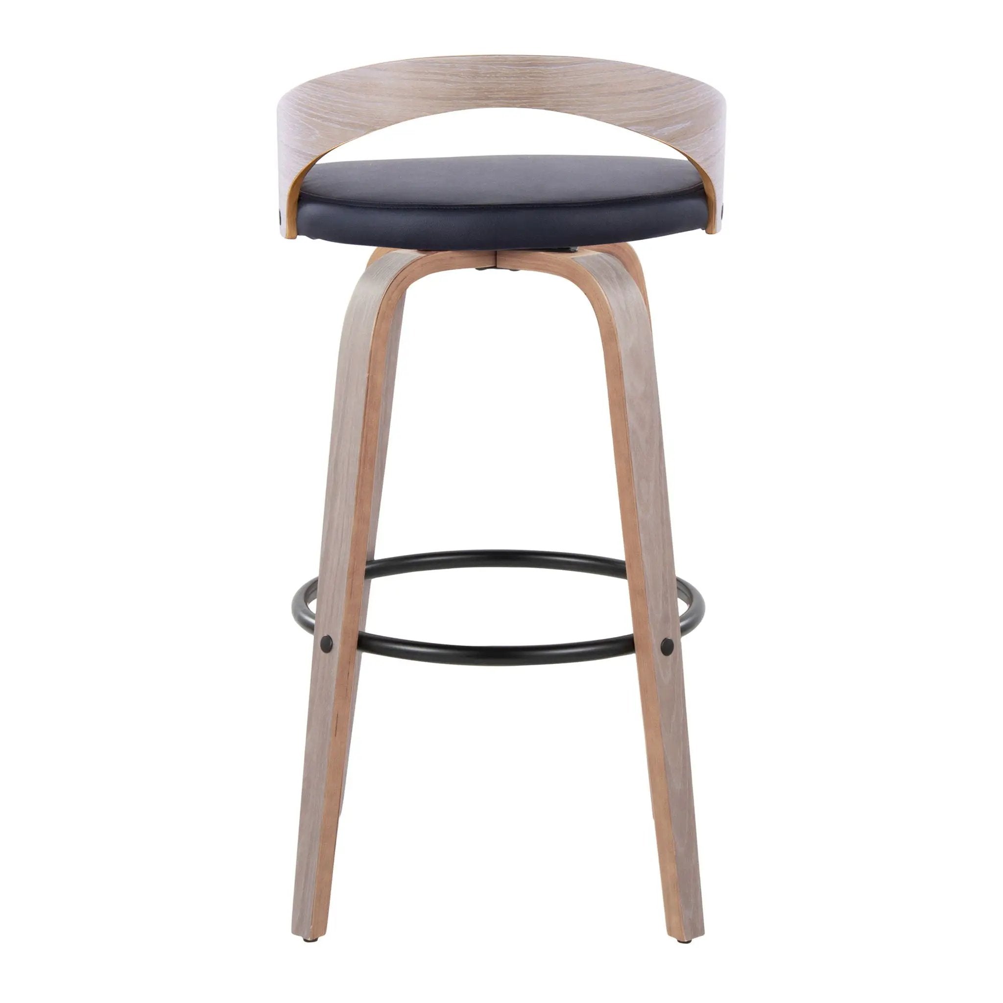 Grotto - Contemporary Fixed Height Barstool With Swivel With Round Footrest (Set of 2) by Unique Piece Furniture
