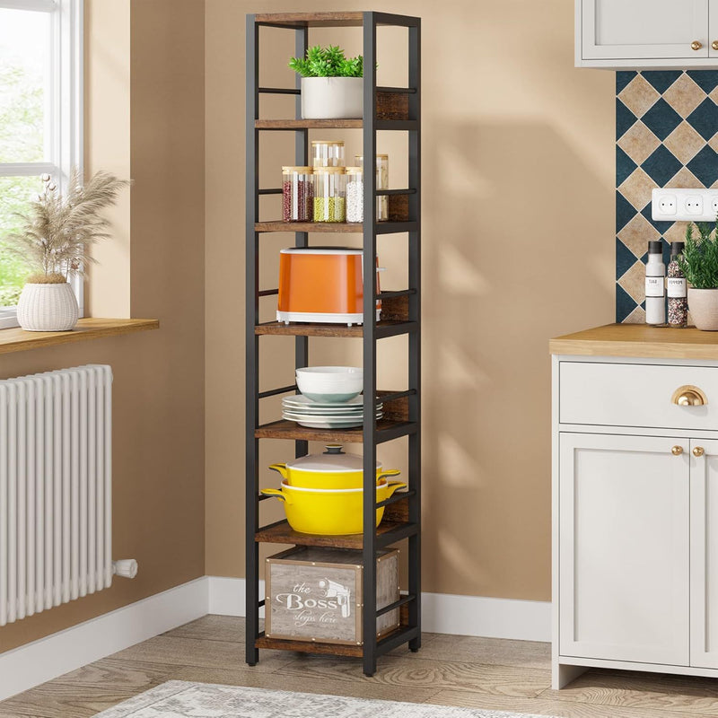 Tall 6 Tier Corner Shelf with Storage - Rustic Brown, photo 7 of 10