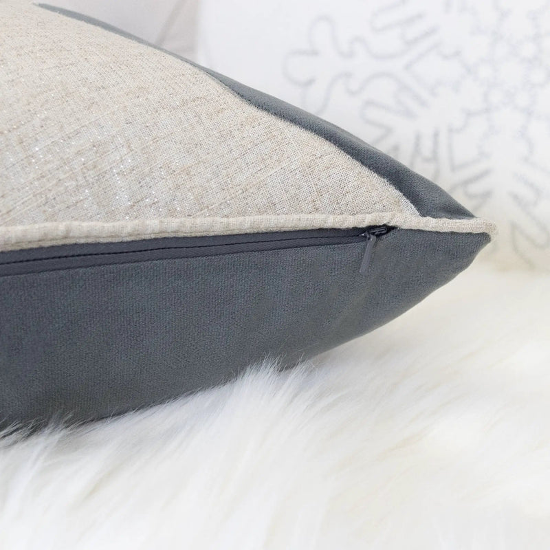 Holiday Reindeer Velvet Accent Pillow 20x20 – Gray and White by HouseOfZazla