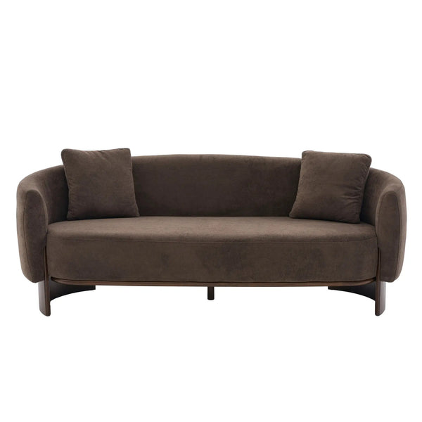 81 In. Curved Velvet Sofa With Wooden Base, photo 2 of 10